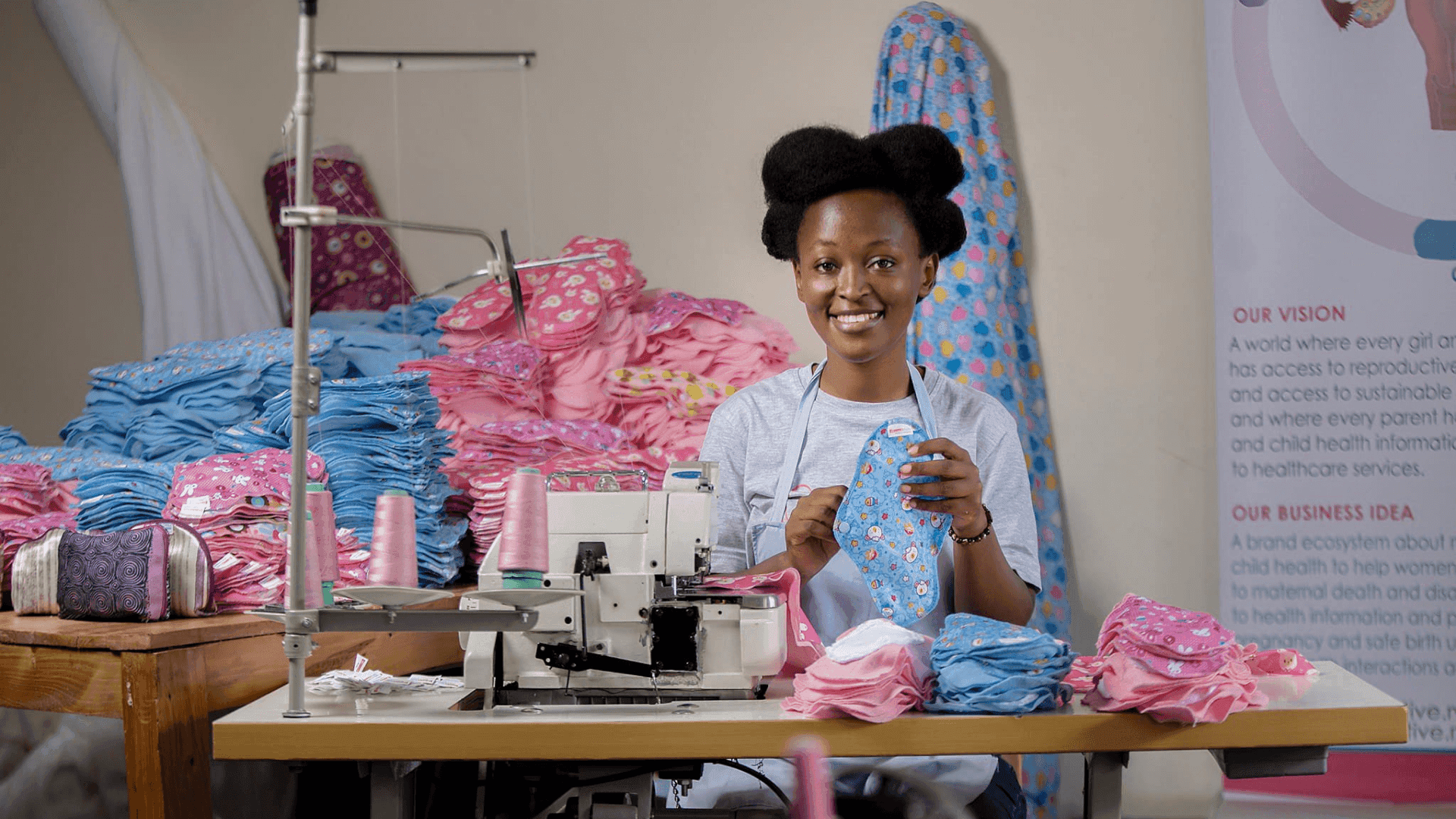 Blandine Umuziranenge Sewing Reusable KosmoPads