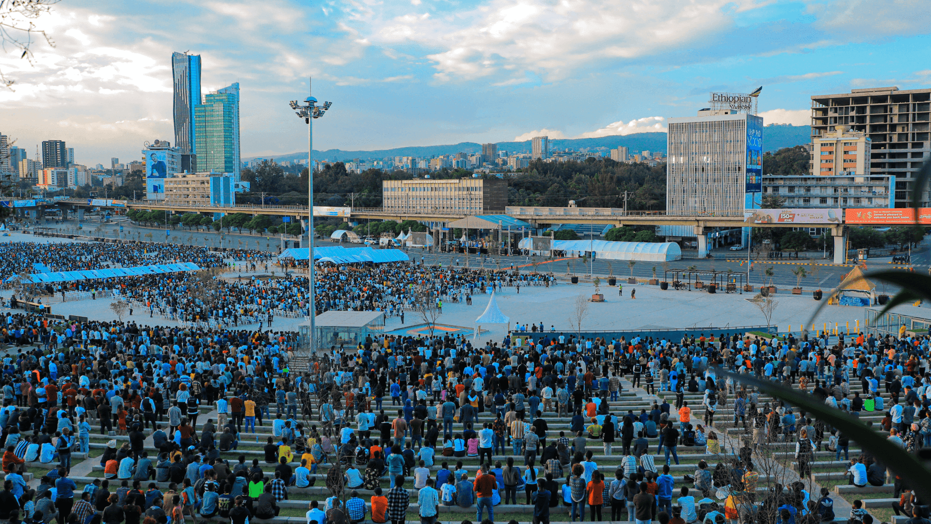 Crowd Gathering in Addis Ababa, Ethiopia