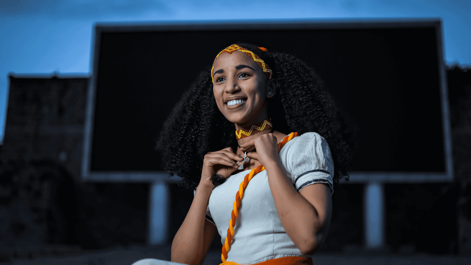 Ethiopian Women with White Traditional Top
