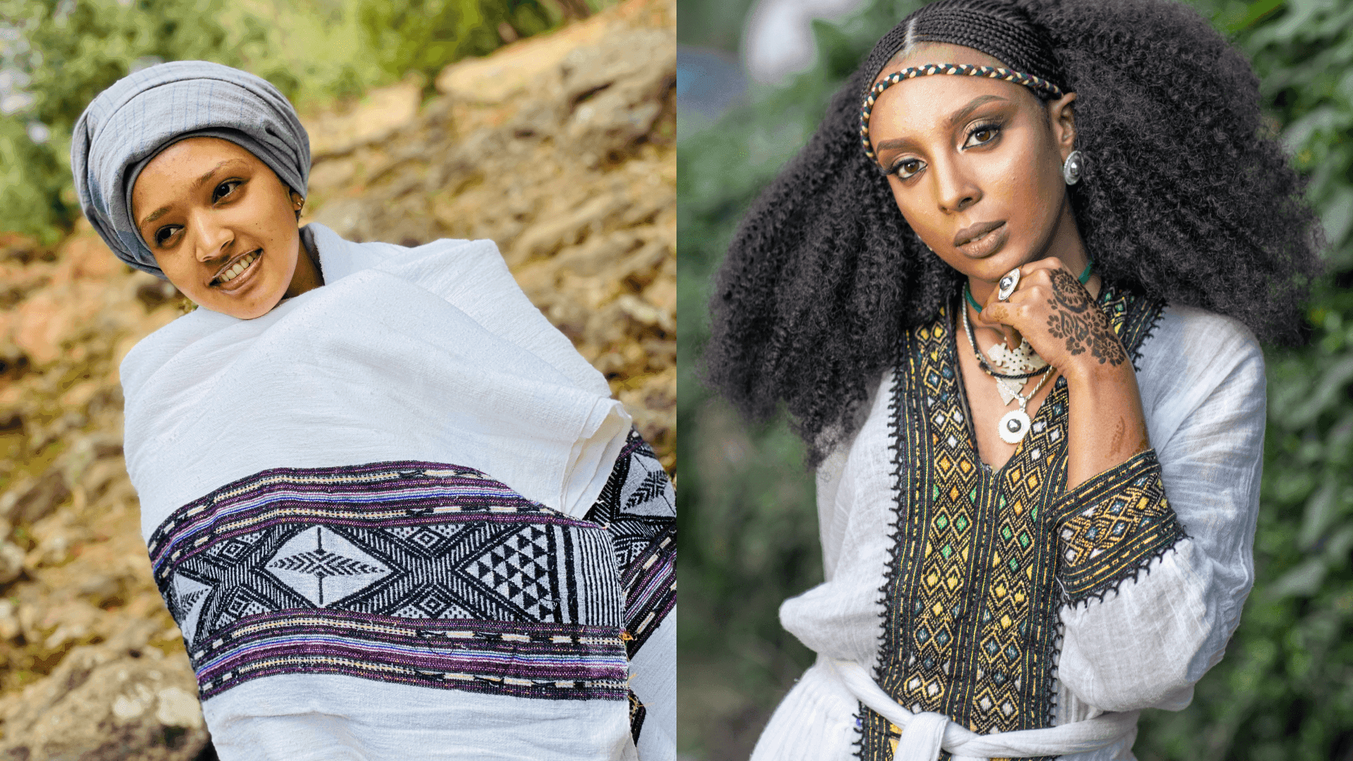 Two Ethiopian Women with Traditional Dresses